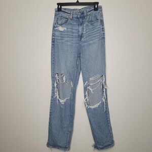 American Eagle highest rise baggy straight jeans thrashed size 4